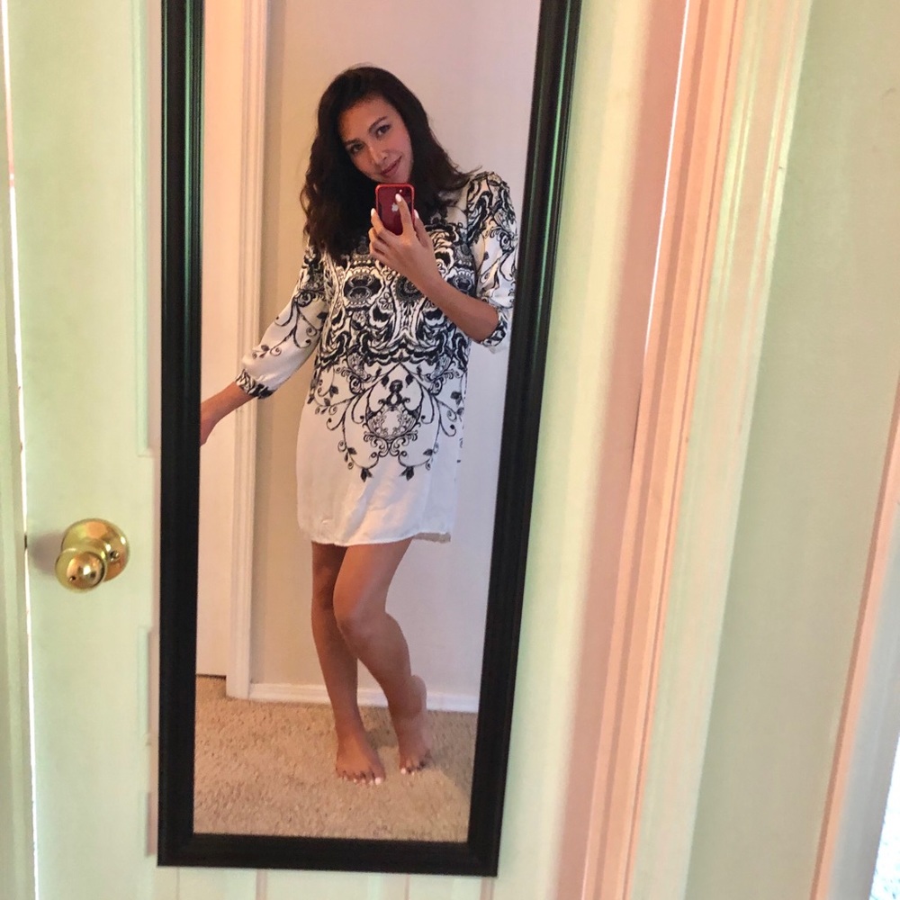 Spring Printed Floral silk Dress - Picture 4 of 7